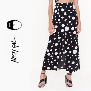 NWT Nasty Gal Black and White Polka Dot Skirt- 2 (XS)